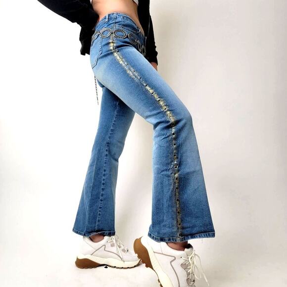 Vintage Y2K Angels Flare seamless low rise light wash Jeans - 28 - Picture 2 of 10